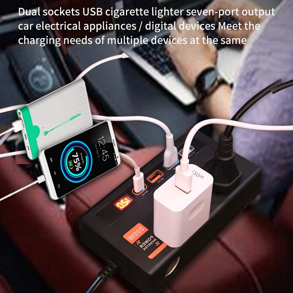 Best power inverter for car DC to AC 220V Fast Charge in Mobile, Laptop - Image 2