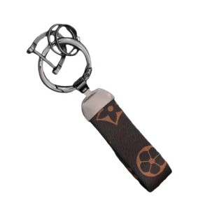 Leather Key Ring FLR Brown + Gun