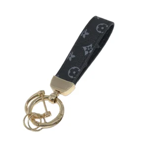 Leather Key Ring Black + Gold