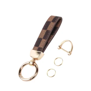 Leather Key Ring Brown + Gold