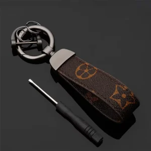 Leather Key Ring Brown + Gun