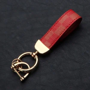 Leather Key Ring Red + Gold